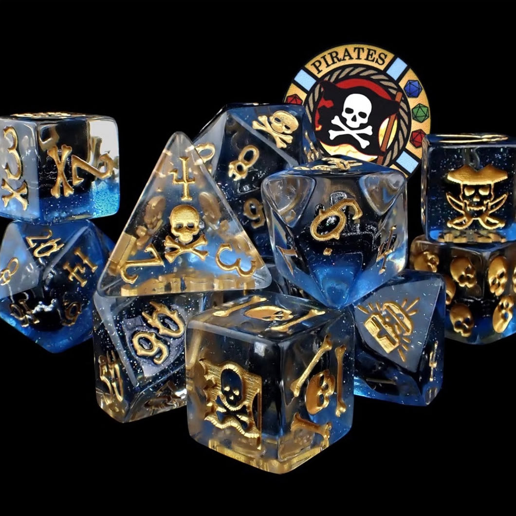 Pirates Plunder Dice Set - Swashbuckler 11-Piece Polyhedral Dice