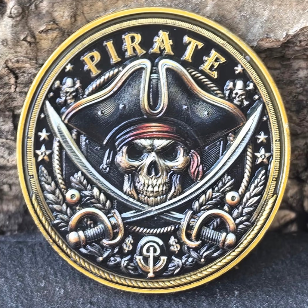 Pirate Skull Coin - Metal Token with Crossed Swords
